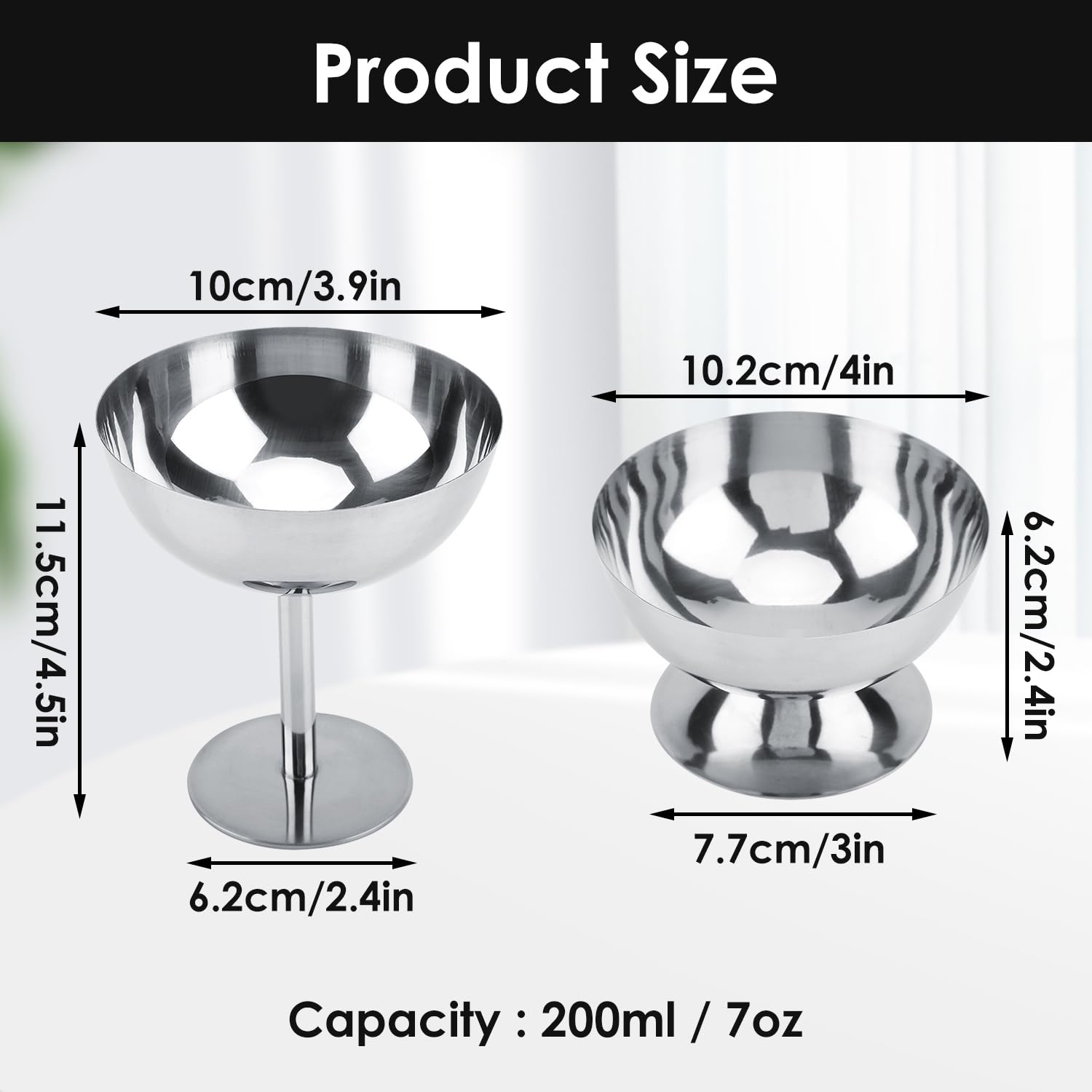 Hapivida stainless steel dessert bowls in silver, durable for daily use