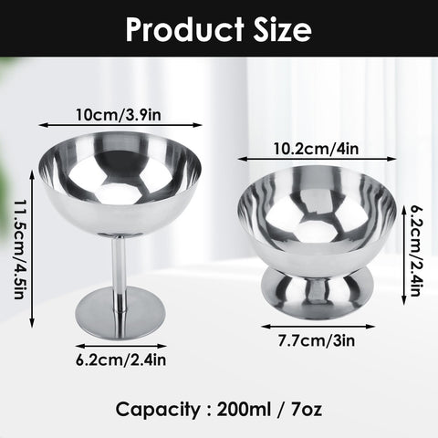 Hapivida stainless steel dessert bowls in silver, durable for daily use