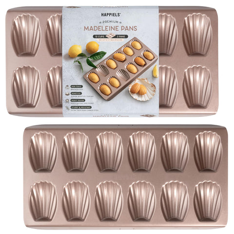 HAPPIELS madeleine pan 12 wells set in 2-pack for efficient batch baking