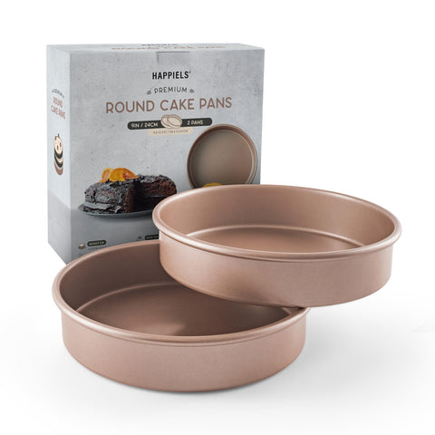 HAPPIELS 9-inch nonstick cake pans set of two for even baking.