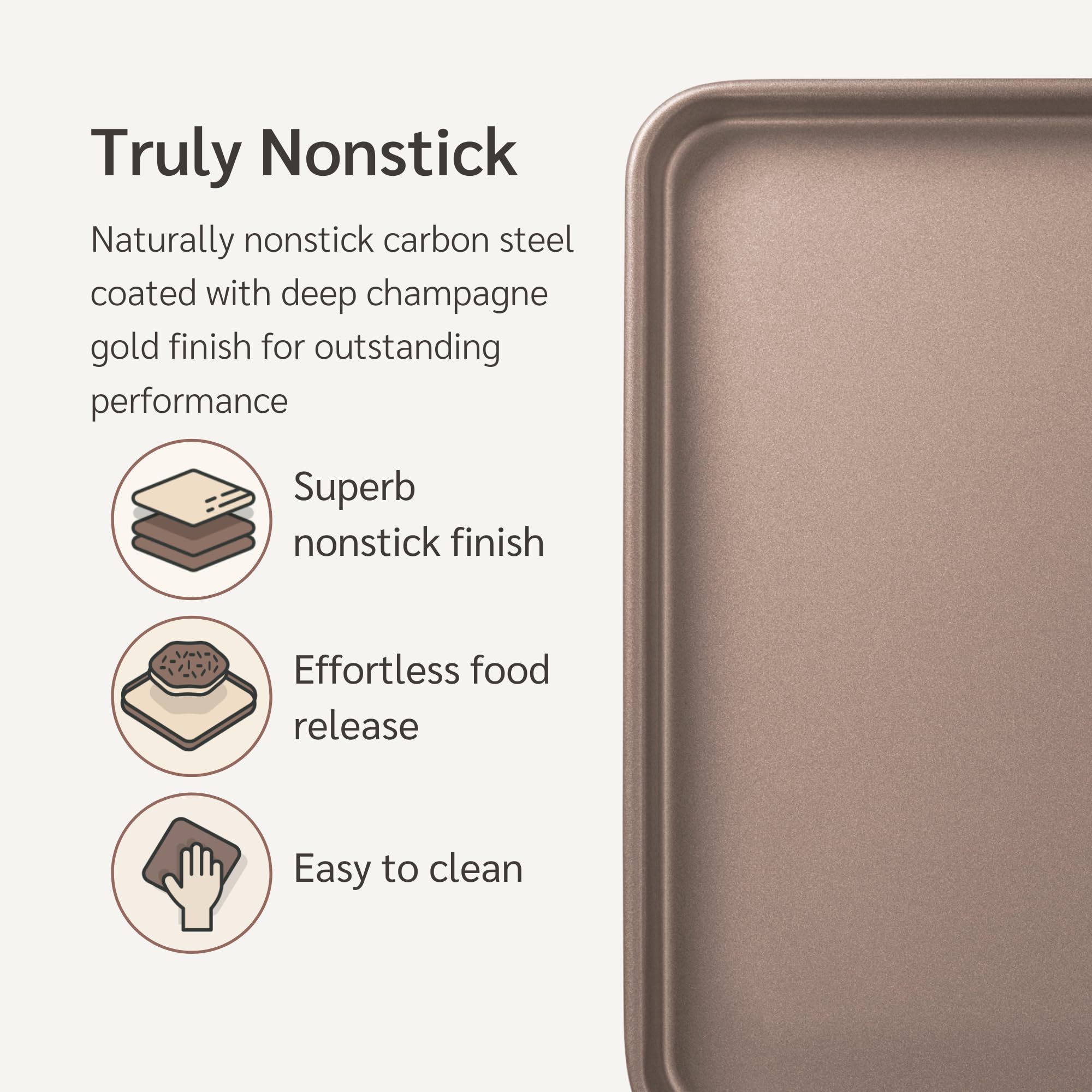 HAPPIELS baking sheet roasts vegetables evenly with a 1-inch lip to catch juices.