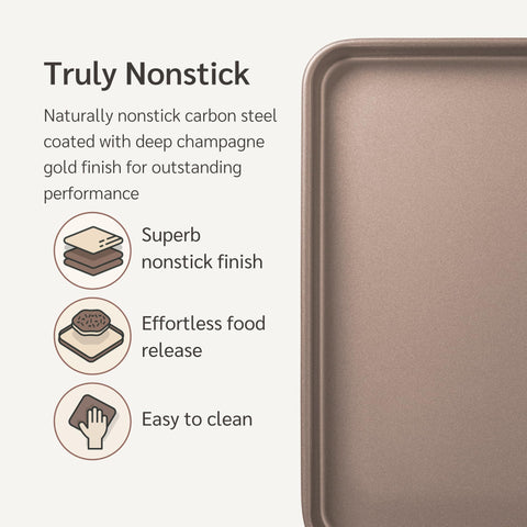 HAPPIELS baking sheet roasts vegetables evenly with a 1-inch lip to catch juices.