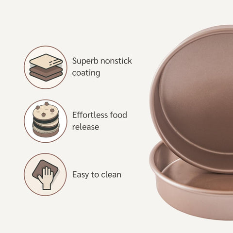 HAPPIELS pans feature rolled rims for durable, professional-looking pans.