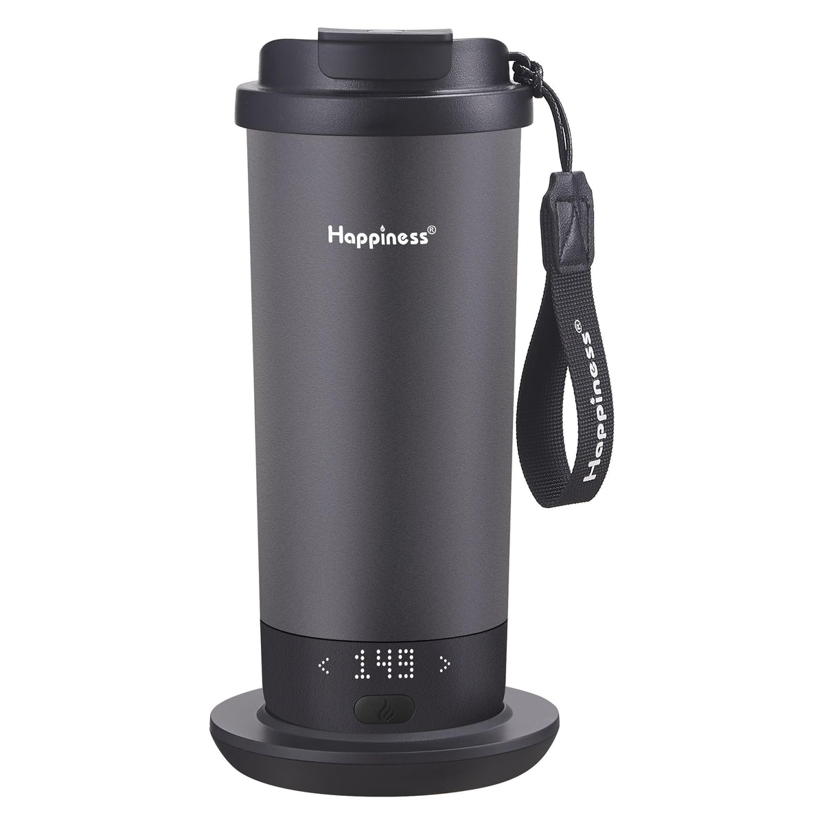Happiness self-heating travel mug 20oz with spill-resistant lid for on-the-go warmth