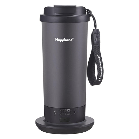 Happiness self-heating travel mug 20oz with spill-resistant lid for on-the-go warmth