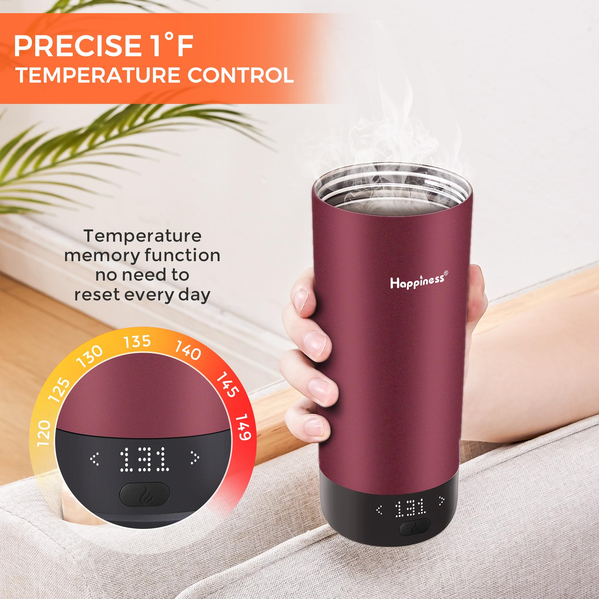 Lid closed on Happiness mug ensuring spill resistance during travel