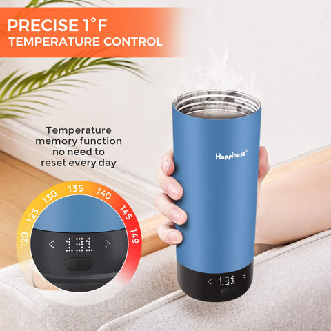 Happiness self-heating travel mug spill-resistant lid for mess-free on-the-go use