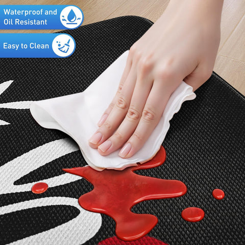 HappyTrends kitchen mat non-slip back keeps mats stable on tile and wood.