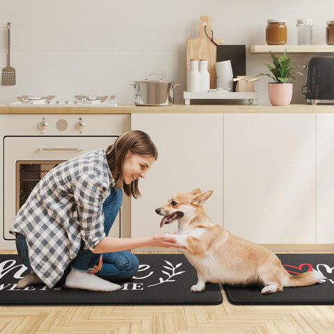 HappyTrends kitchen mat in office corner illustrates multi-use comfort.