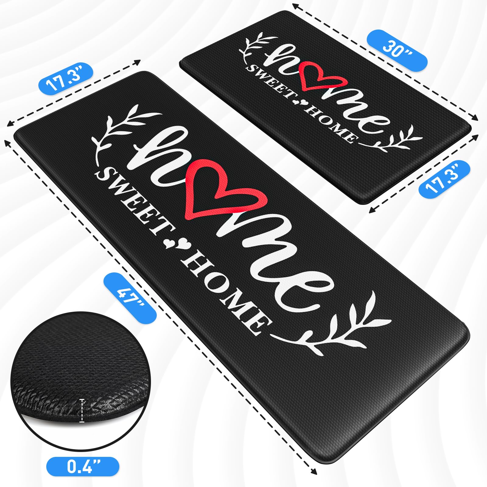HappyTrends kitchen mat side profile emphasizes thickness and support.