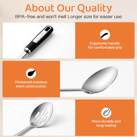 Happy Kit durable stainless steel spoons resist warping during busy service.