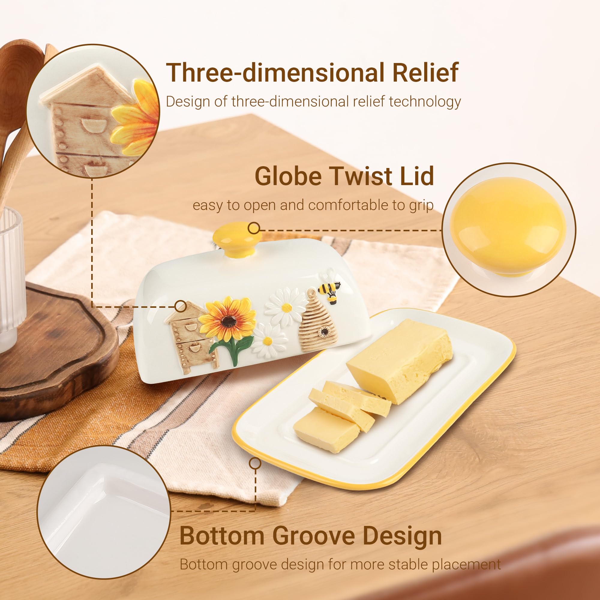 Happy Will dustproof butter dish with lid protects from dust and moisture.