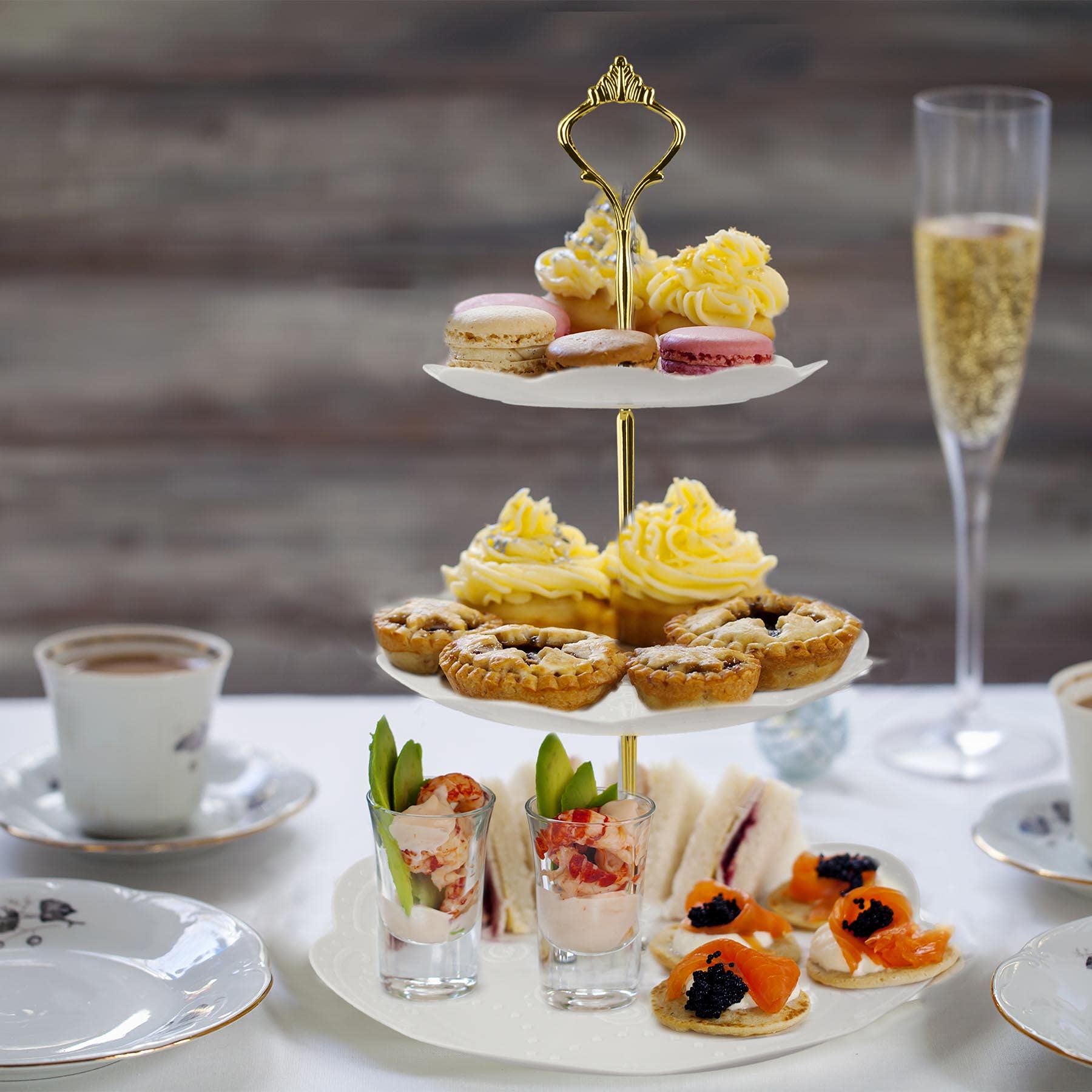 Happy Will gold crown hardware showcased in an elegant tabletop display.