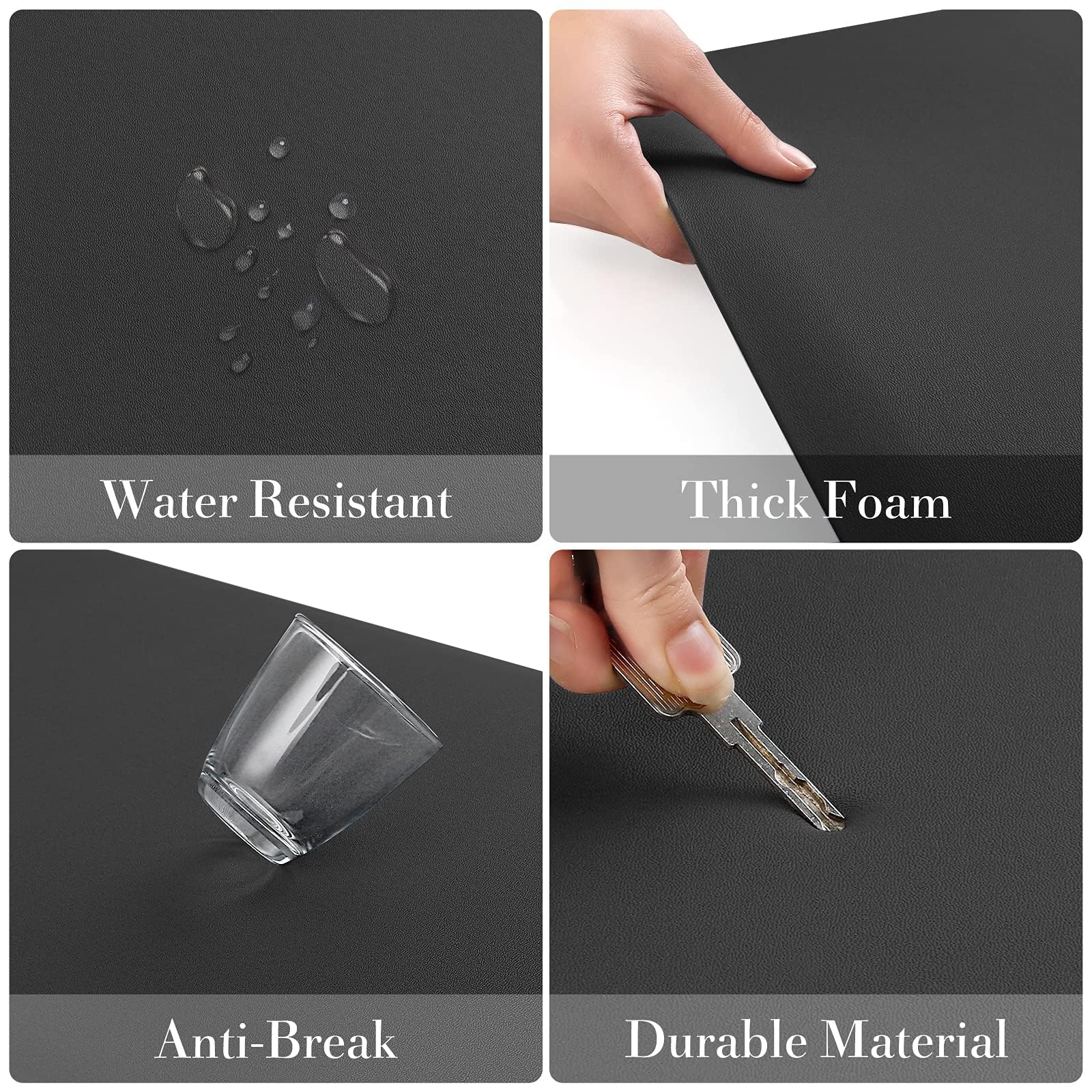 HappyTrends kitchen mat is water-resistant and easy to clean after spills.