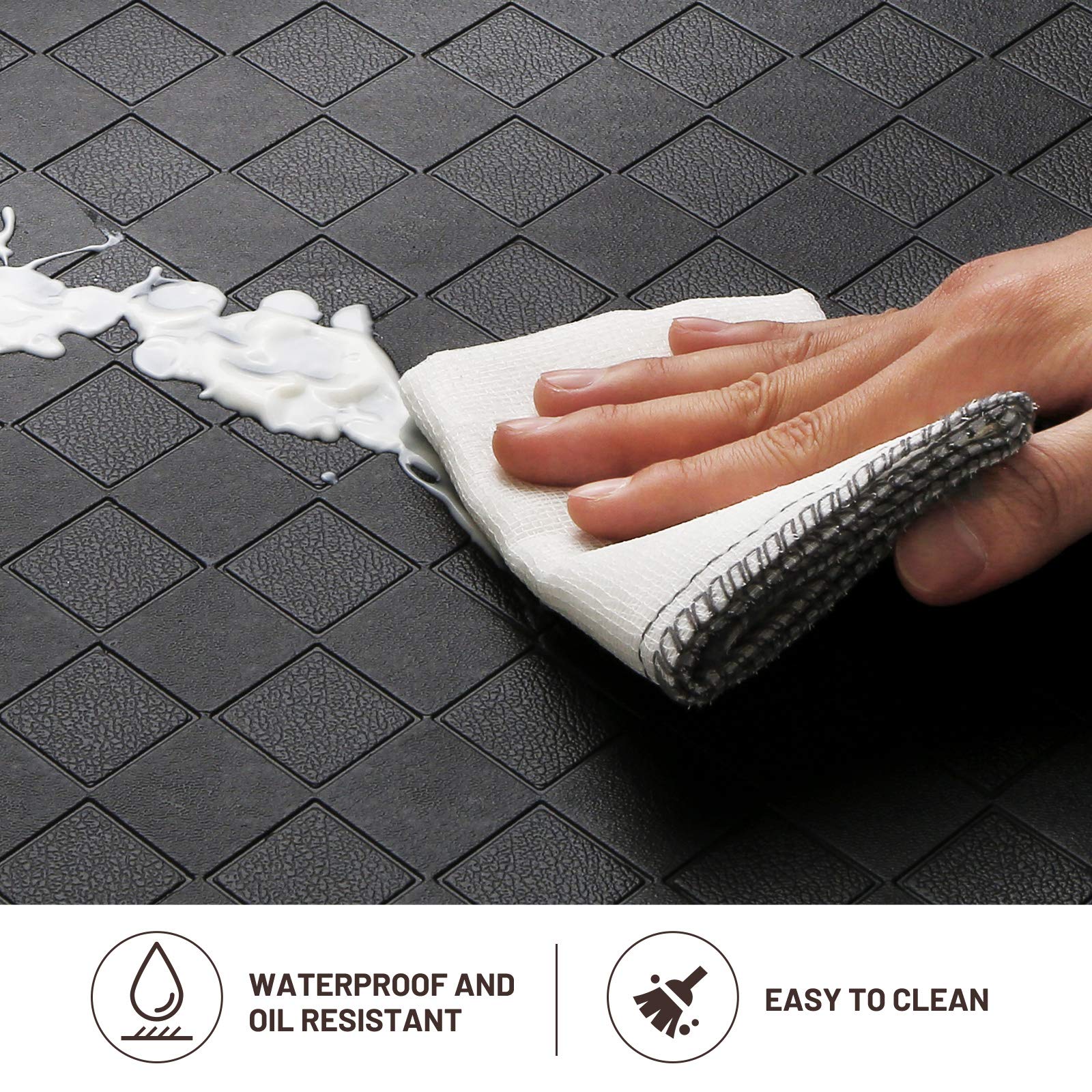 HappyTrends mat provides extra-large standing area for kitchen or laundry tasks.