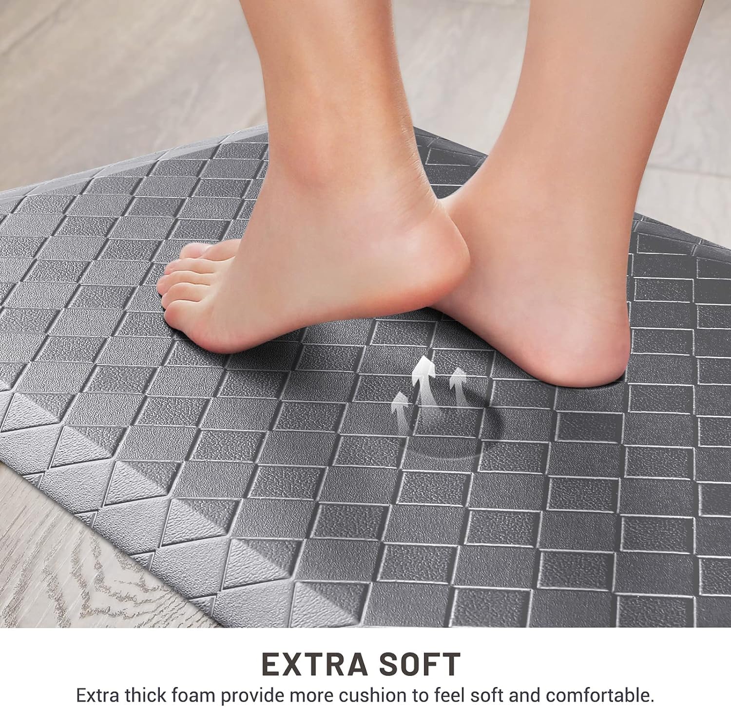 HappyTrends kitchen mat non-slip backing stays in place.