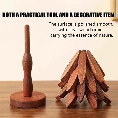 HAPTEGEL E black walnut trivet provides heat protection for bowls and teapots.