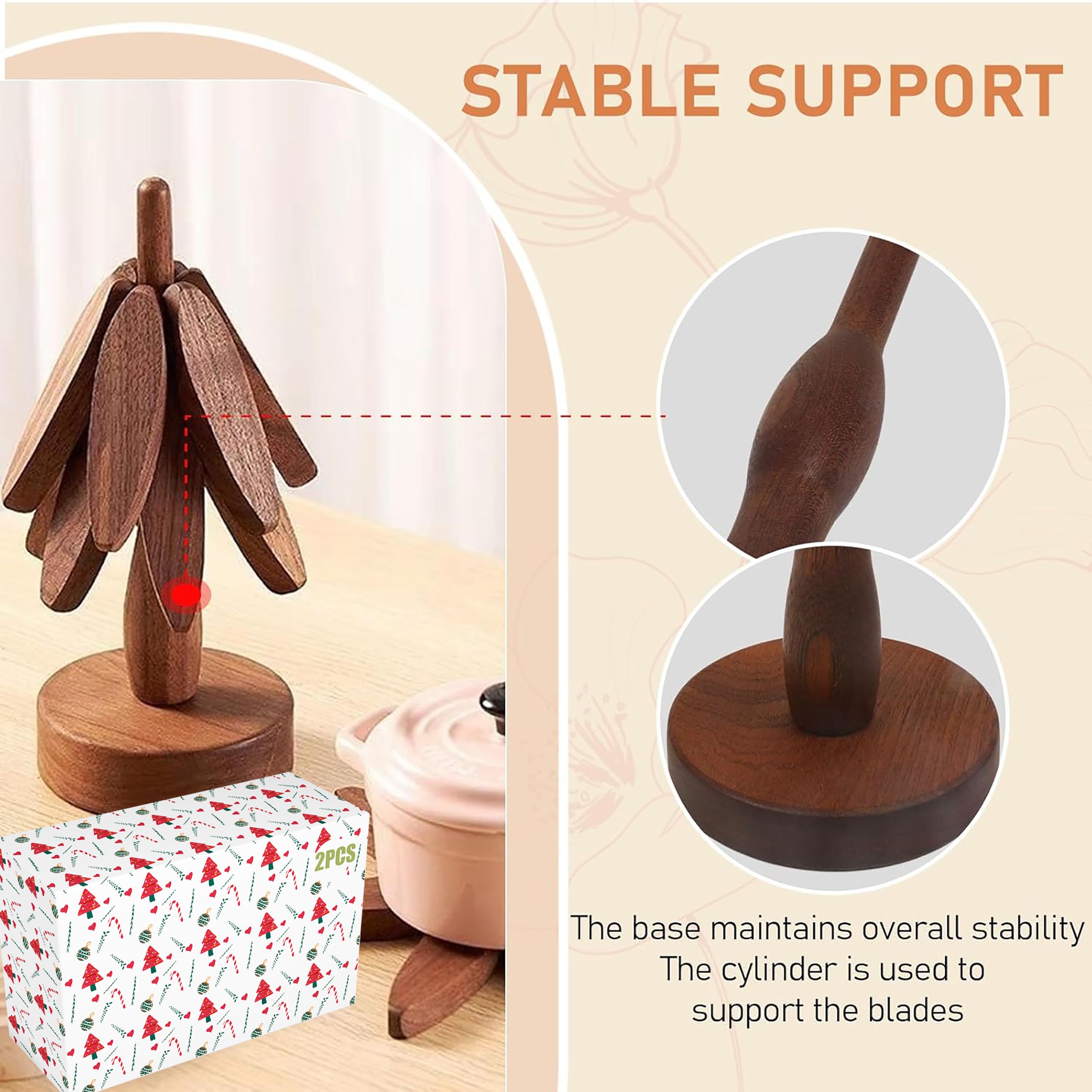 HAPTEGEL E walnut grain trivet with natural texture protects counters during meals.