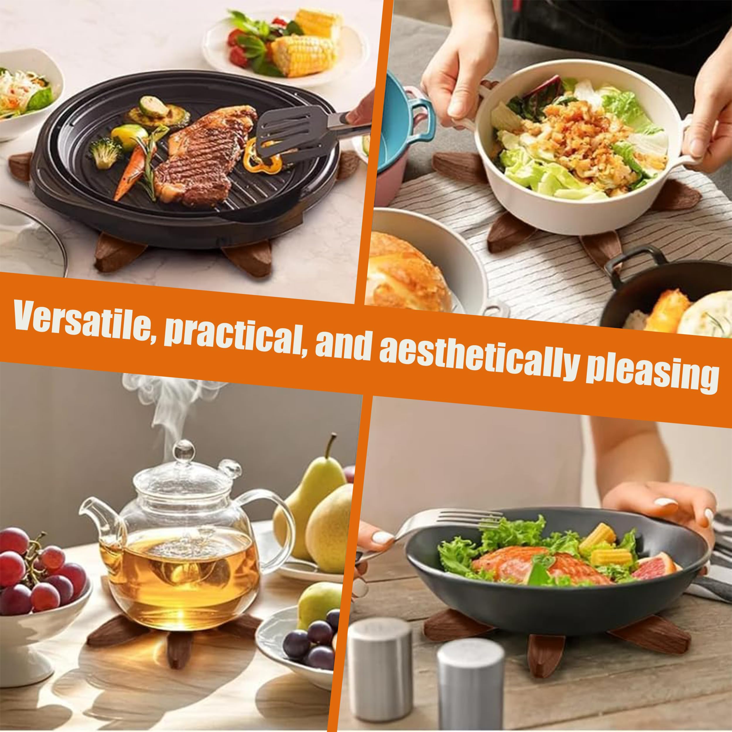 HAPTEGEL E wooden tree trivet on display adds decorative kitchen charm.