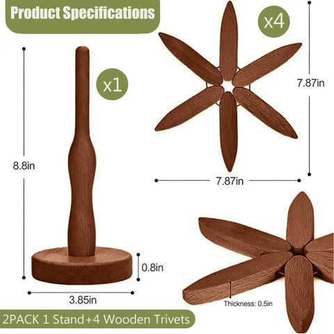 HAPTEGEL E wooden tree trivet folded design combines style with compact storage.
