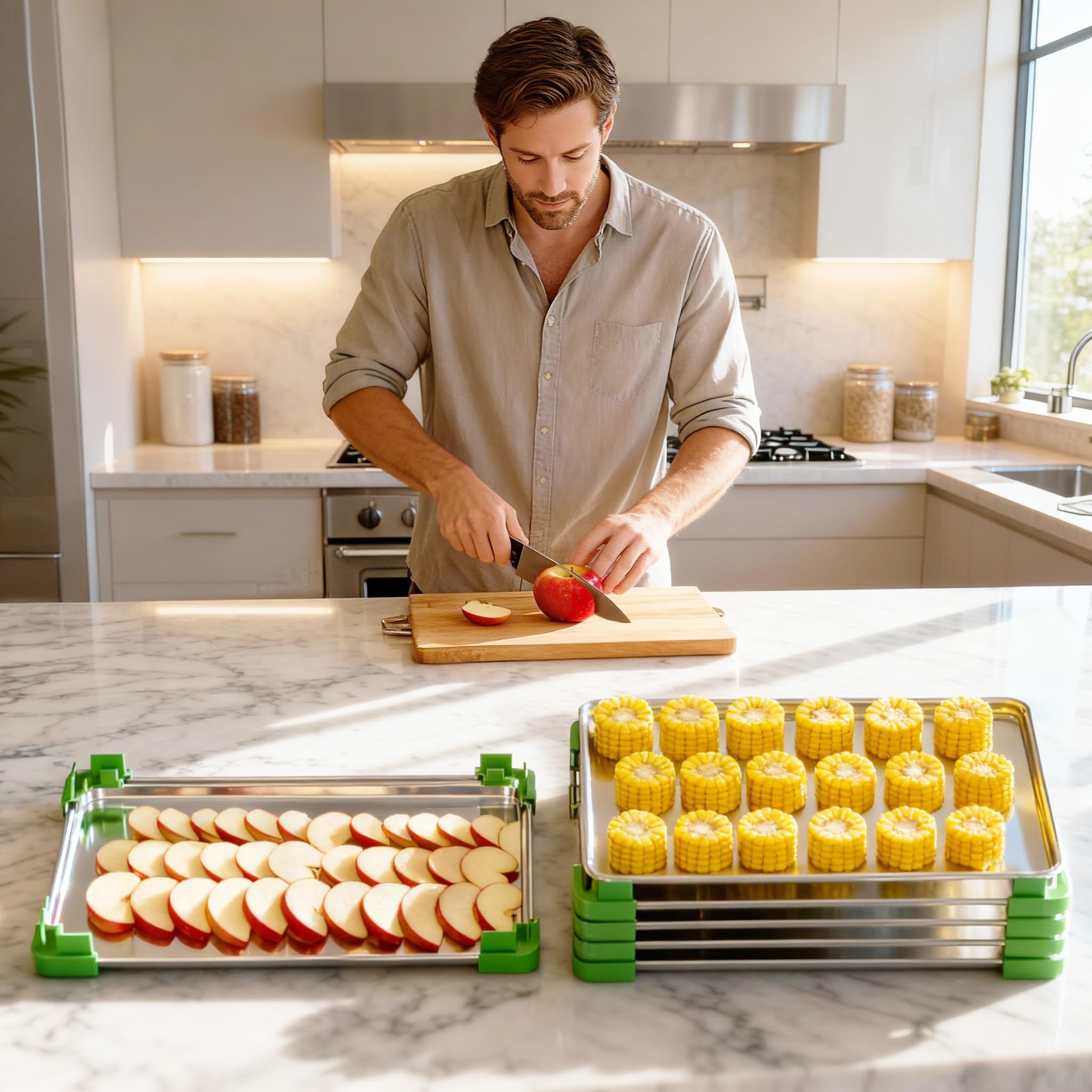 HAPYHOOM's stable triangular slot design keeps trays secure during stacking.