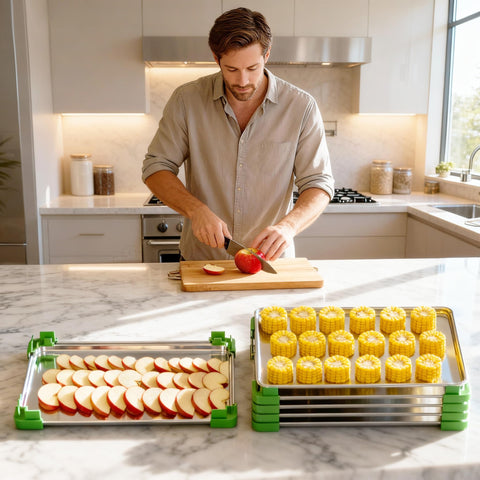 HAPYHOOM's stable triangular slot design keeps trays secure during stacking.