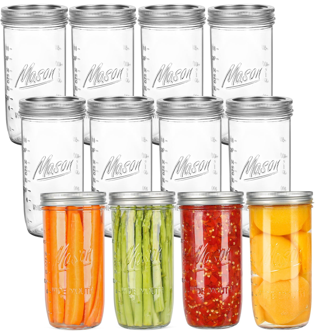 Harfuyee 24oz wide-mouth jar with metal lid for easy filling and sealing.