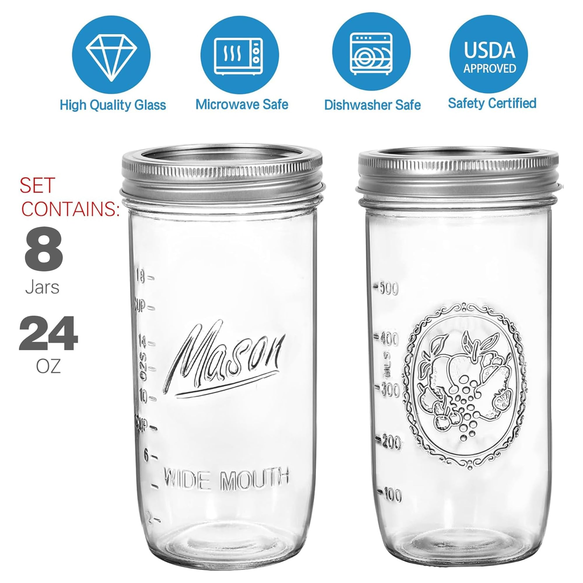 Harfuyee metal lids and bands ensure a secure, reusable seal.