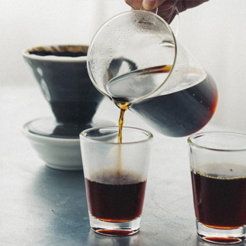 HARIO Beaker Server 300ml in-use scene for coffee preparation.