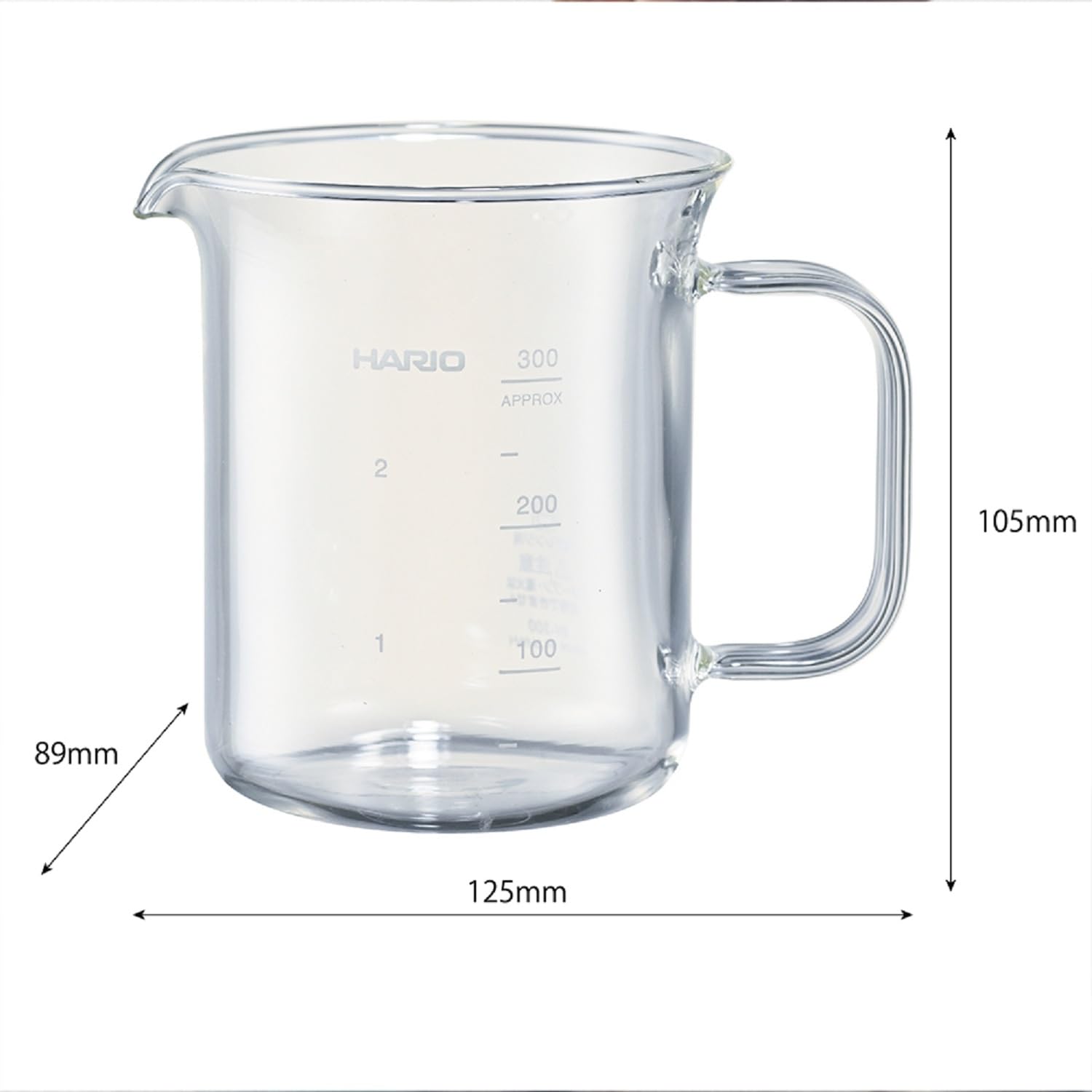 HARIO Beaker Server 300ml wide flat handle enabling steady pours.