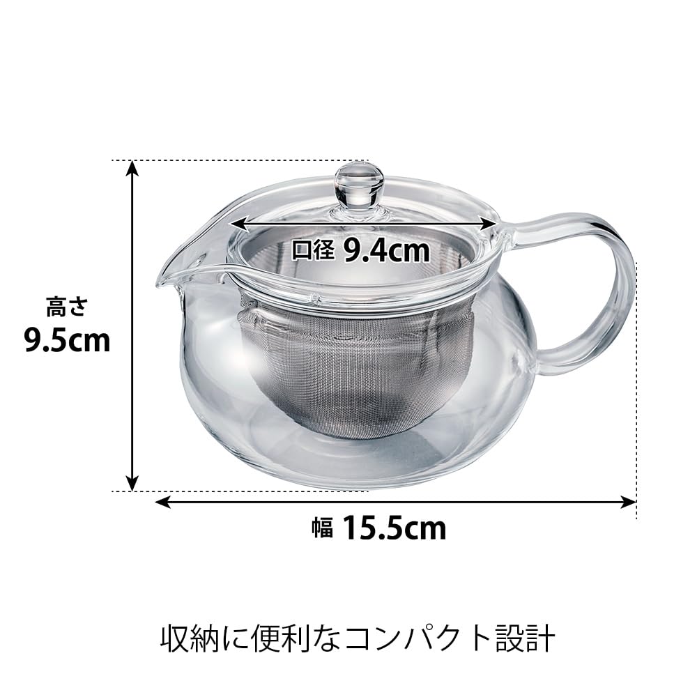Hario ChaCha Kyusu Maru tea color visible through glass enhances anticipation