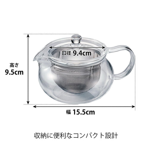 Hario ChaCha Kyusu Maru tea color visible through glass enhances anticipation