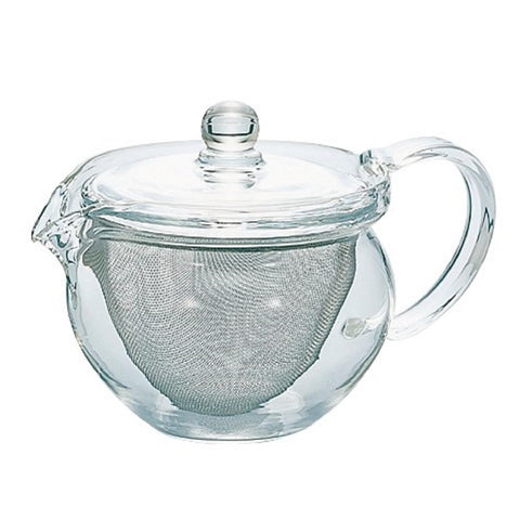 Hario ChaCha Kyusu Maru tea pot with elegant glass body for a clear, aromatic brew