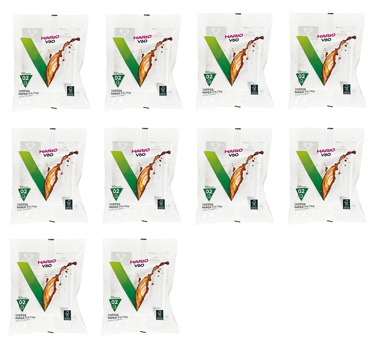 Hario V60 size-02 filters for clean pour-over brews.