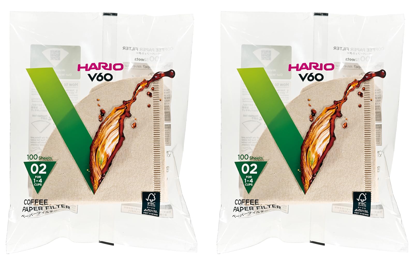 HARIO VCF-02-100M conical-shape filter for rich extraction in 1-4 cup brews