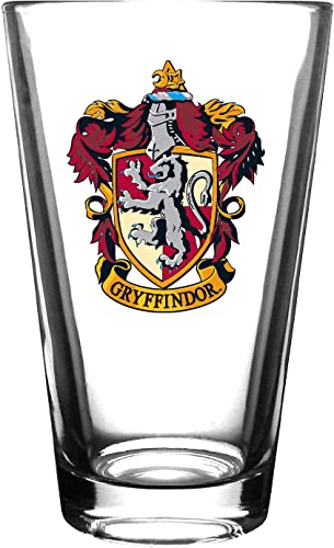 Harry Potter Hufflepuff crest pint glass showing friendly symbol and solid base.
