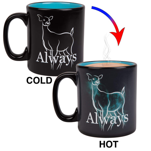 Harry Potter heat reveal mug black exterior lights up when hot, ideal for tea