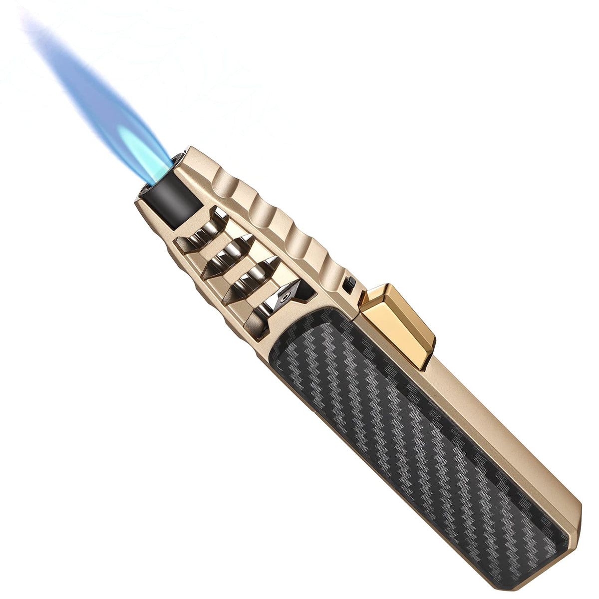 Harygate butane torch lighter in kitchen with refillable design for precise flames.