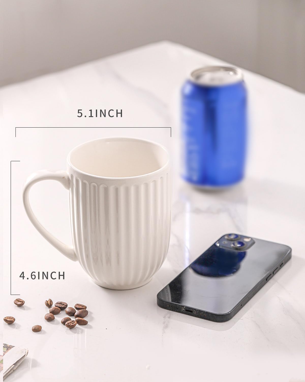 HASENSE 16oz mug with large ergonomic handle for comfortable use.