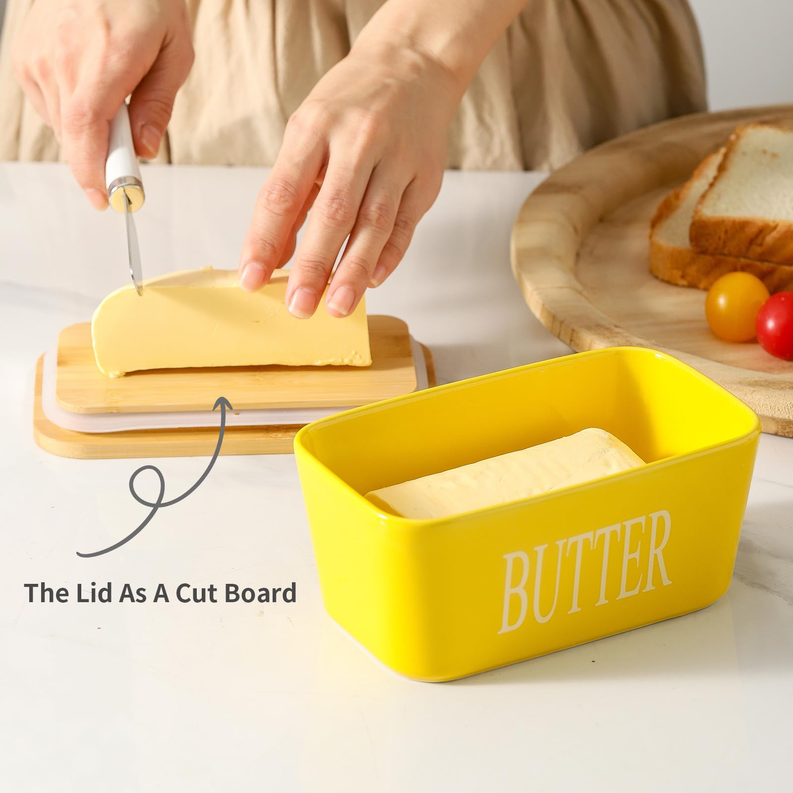 Hasense 650ml ceramic butter container, roomy enough for standard sticks.