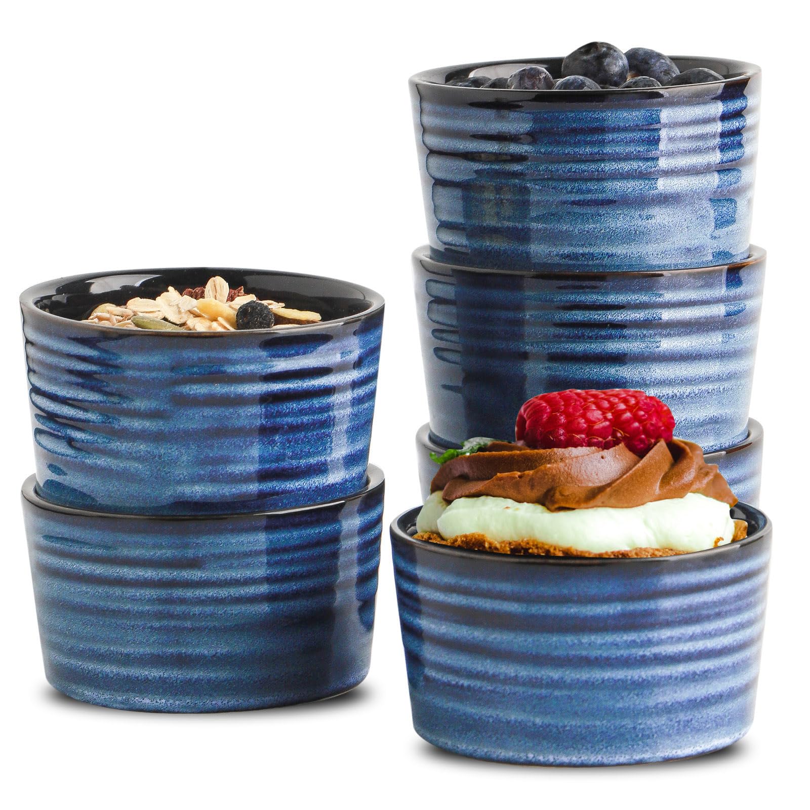 Hasense 6 oz porcelain ramekins set for baking and serving desserts.