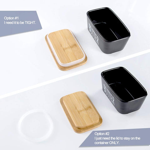 Hasense black kitchen butter holder blends with cookware