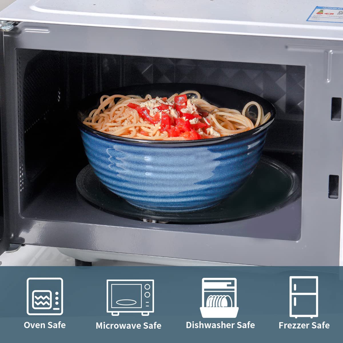 HASENSE blue 60oz pasta bowl for generous servings