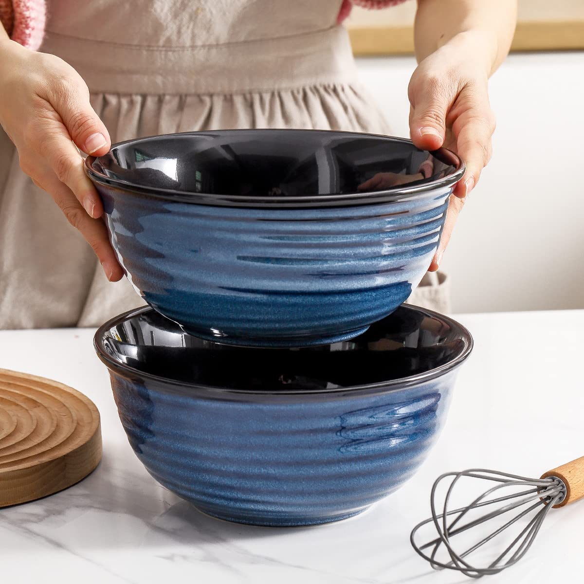 HASENSE blue ramen pho serving bowl for hot bowls