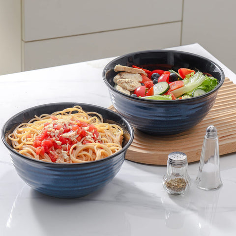 HASENSE 8.5-inch blue bowls elevate pasta, soups, or popcorn presentations