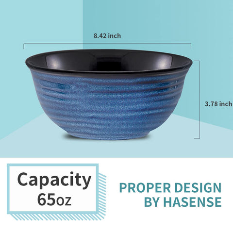 HASENSE blue stackable ceramic bowls save cabinet space