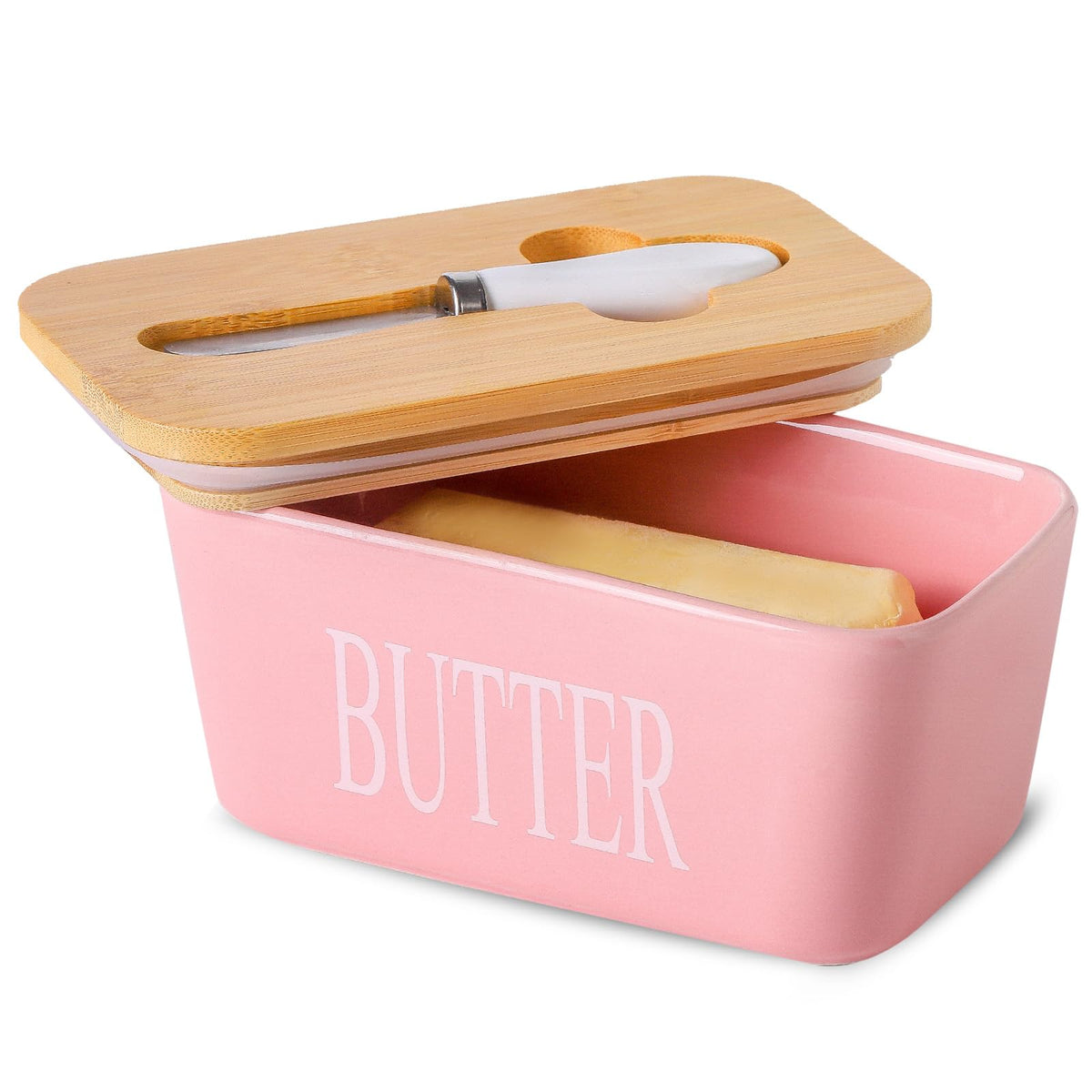 Hasense butter dish with lid in pink, 650 ml capacity for standard sticks