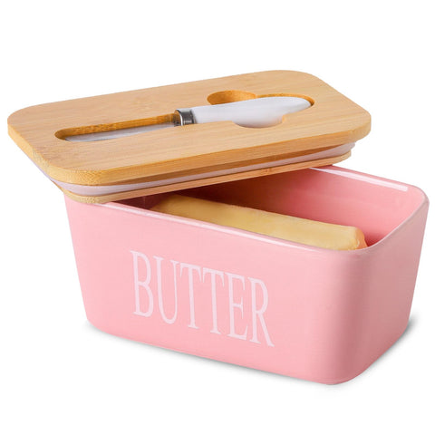 Hasense butter dish with lid in pink, 650 ml capacity for standard sticks