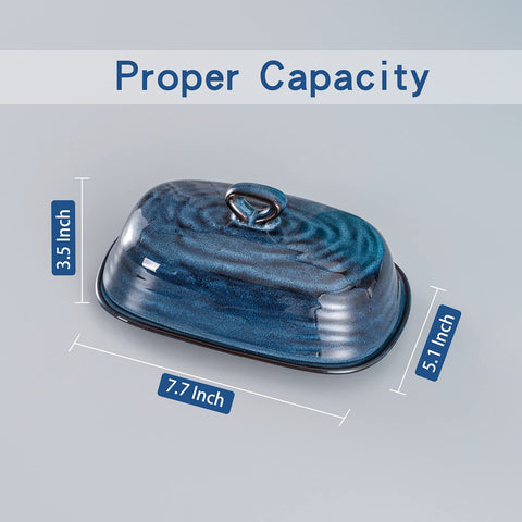 Hasense butter dish handle closeup shows easy grasp for quick serving.