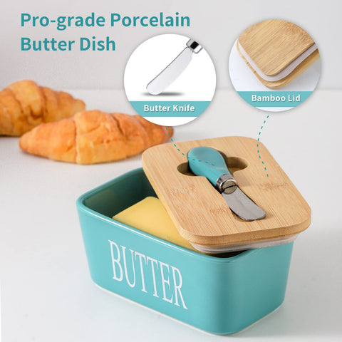 Hasense butter dish inside fridge illustrates convenient storage.